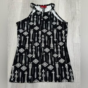 Hot Kiss Black/White High Neck Tribal Print Tank Top. Size S. Super soft fabric.